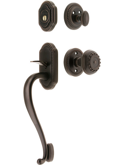 Newport Entry Lock Set in Oil-Rubbed Bronze Finish with Parthenon Knob and